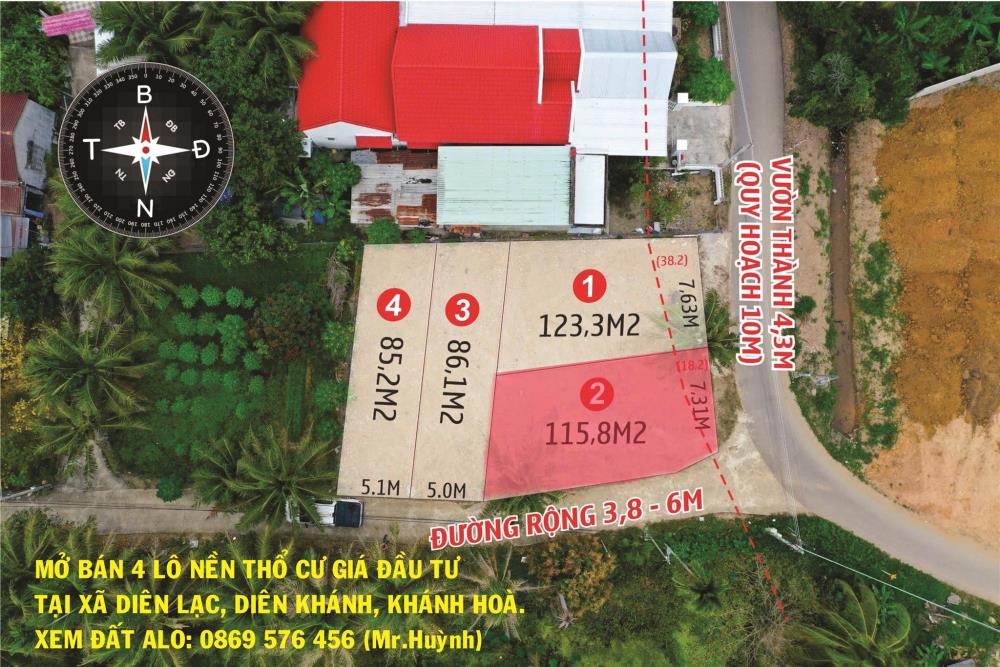 MỞ BÁN ĐẤT NỀN THỔ CƯ TẠI XÃ DIÊN LẠC, DIÊN KHÁNH, KHÁNH HOÀ2423483
