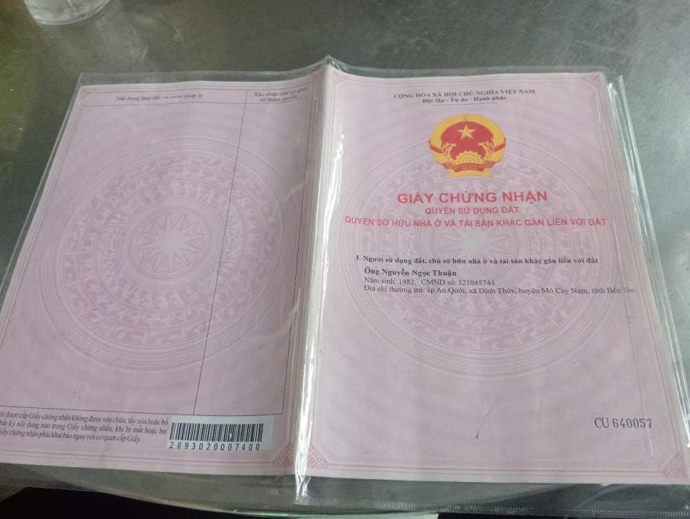 Cần Bán Nhanh Lô Đất mặt tiền Huyện lộ 18 Định Thủy, Phước Hiệp, Mỏ Cày Nam, Bến Tre2473773