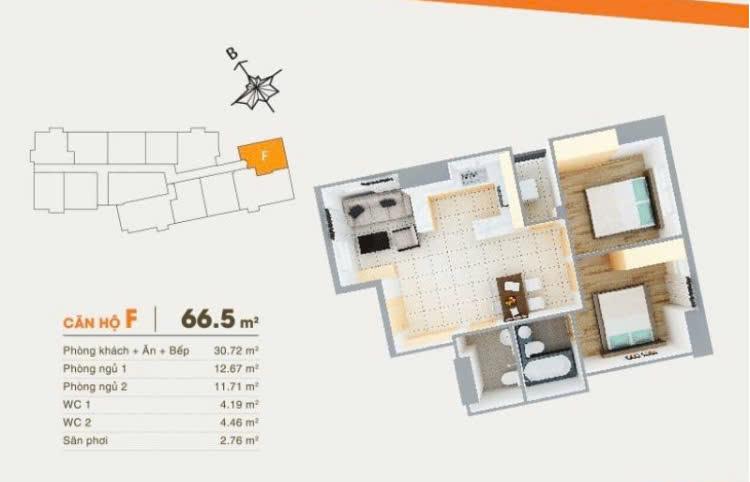 Bán căn hộ 2PN chung cư Central Plaza, Phạm Văn Hai - Tân Bình2490087