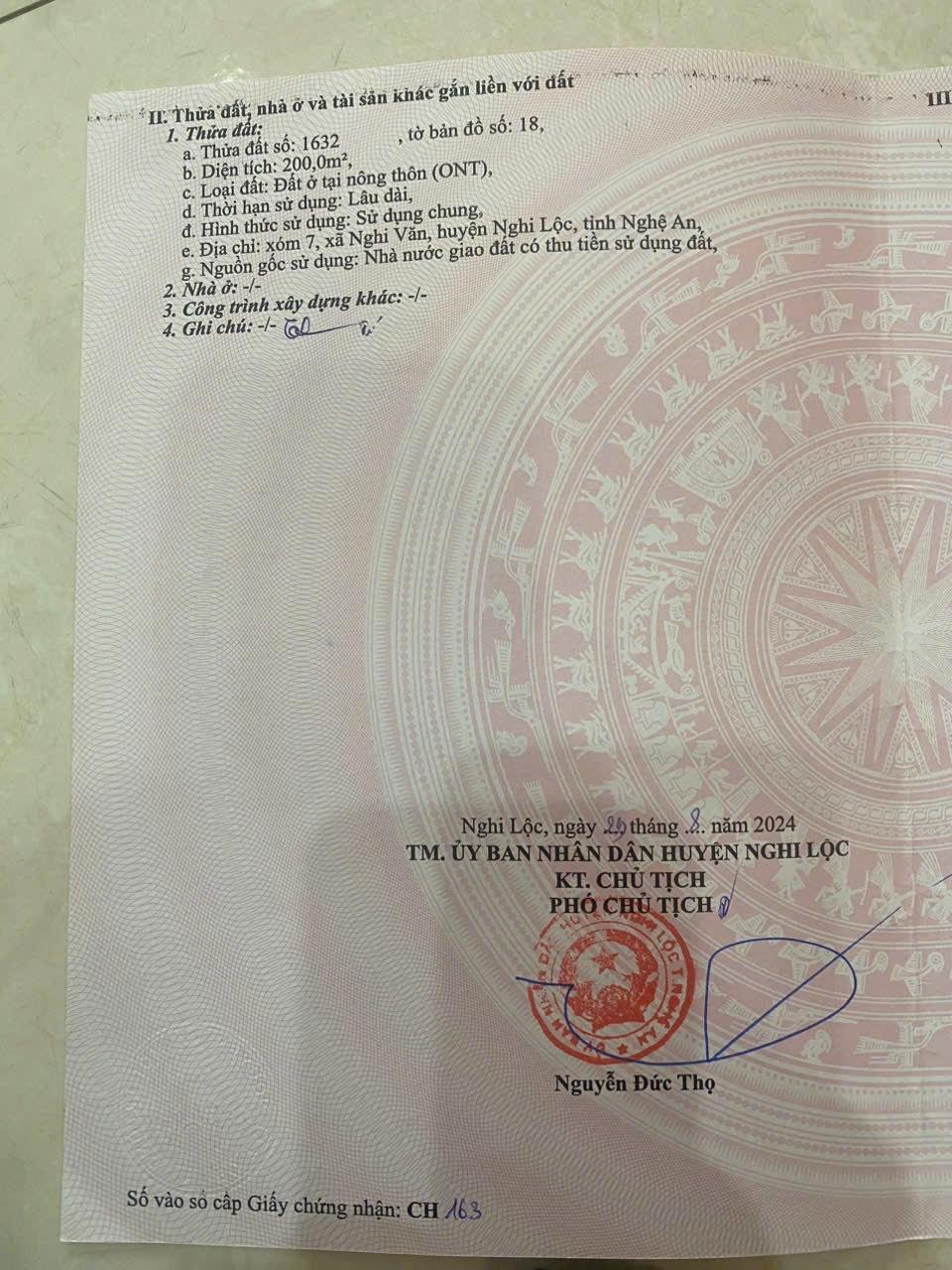 ĐẤT CHÍNH CHỦ - GIÁ CỰC SỐC - Cần Bán Lô Đất tại  Nghi Văn, nghi Lộc, nghệ An2314809