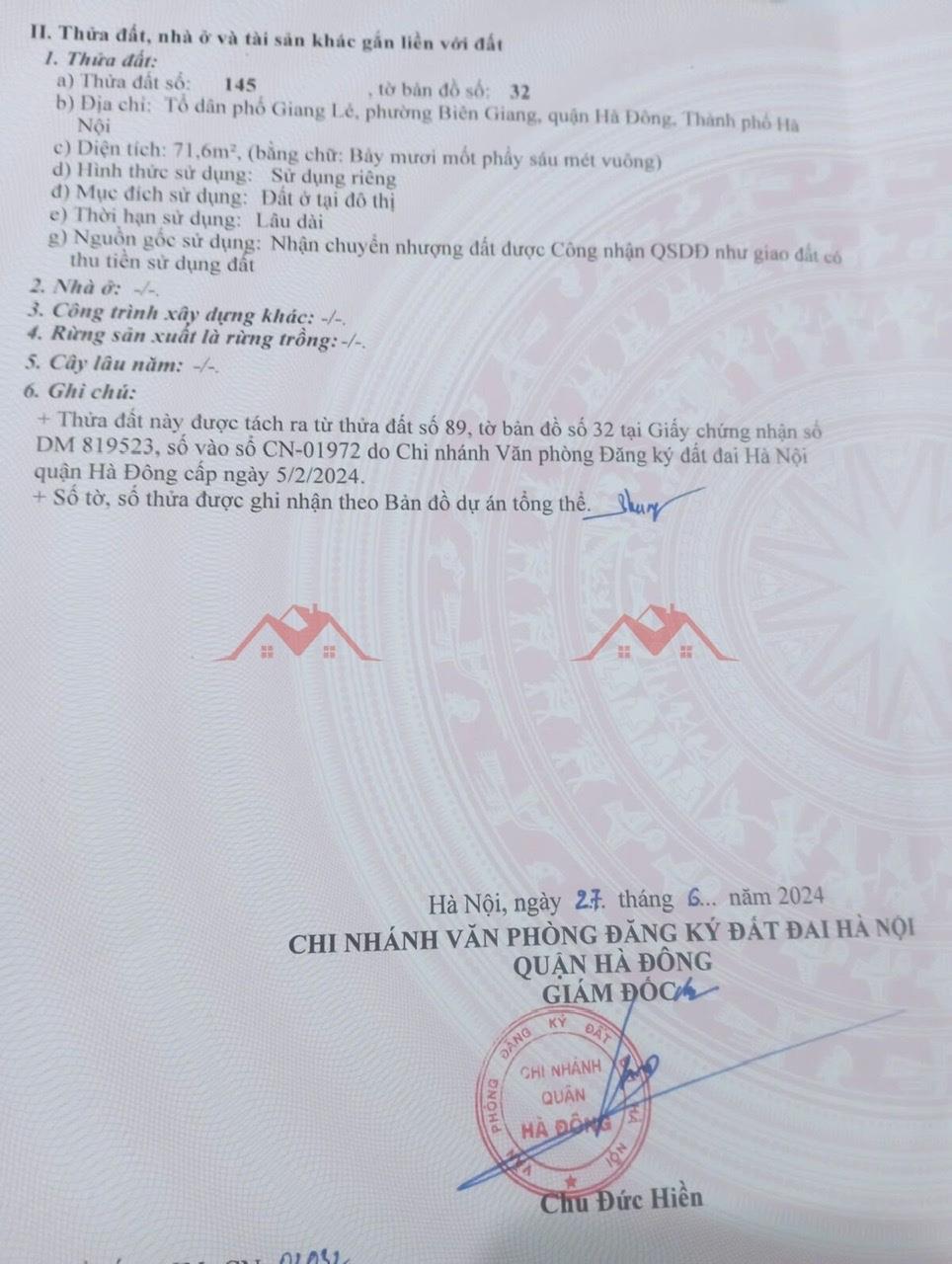 CHÍNH CHỦ BÁN LÔ ĐẤT 71,6M TẠI BIÊN GIANG-HÀ ĐÔNG-HÀ NỘI2613057
