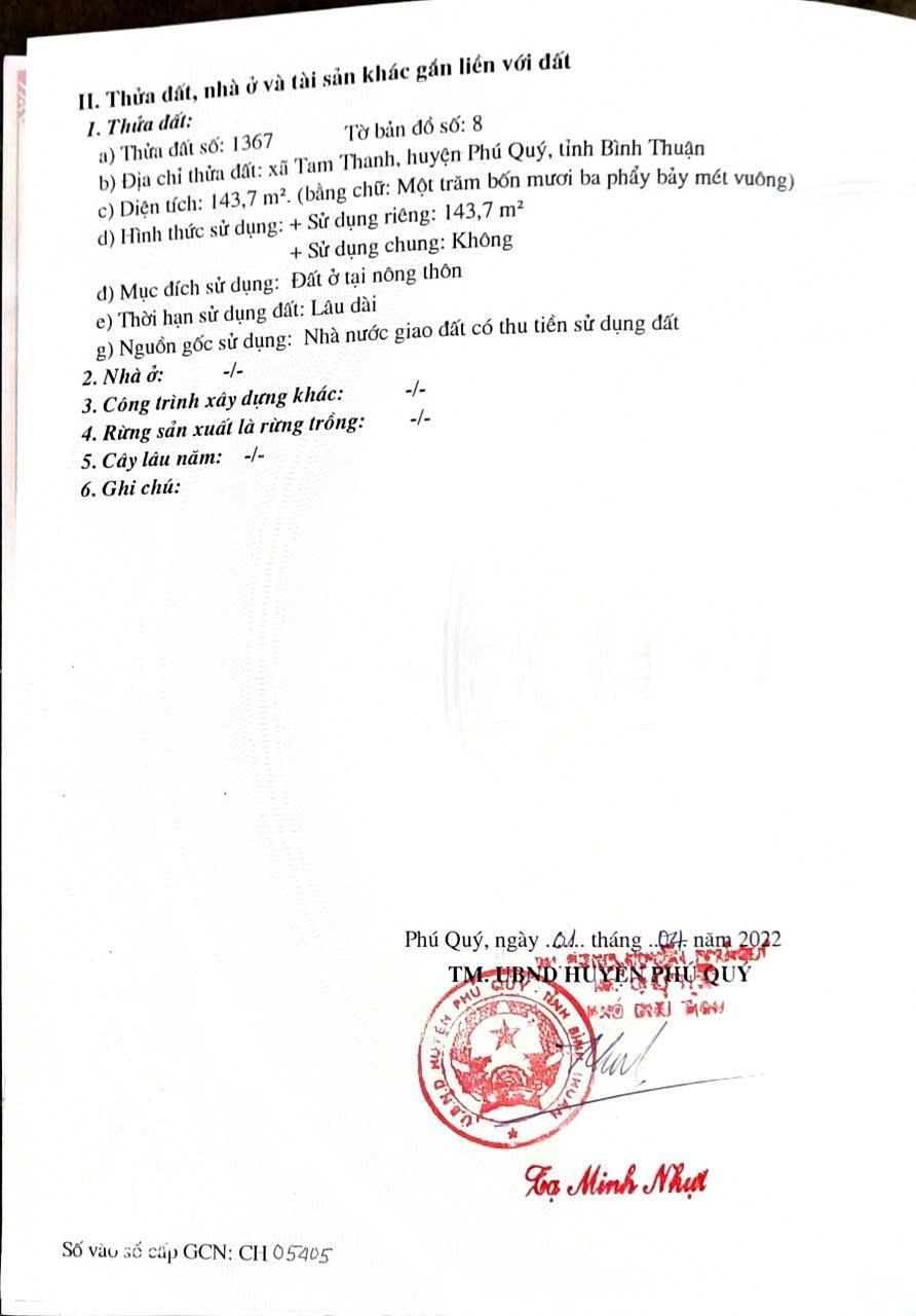 GIÁ TỐT- CHÍNH CHỦ Cần Bán Nhanh Lô Đất  Vị Trí Tại Huyện Phú Quý, Tỉnh Bình Thuận2577888
