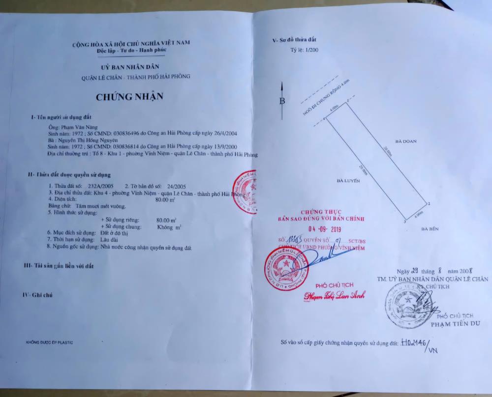 Bán nhà Thiên Lôi, 80m 3 tầng, độc lập, sân cổng riêng, ô.tô đỗ cửa, Giá 5.2 tỉ2448624