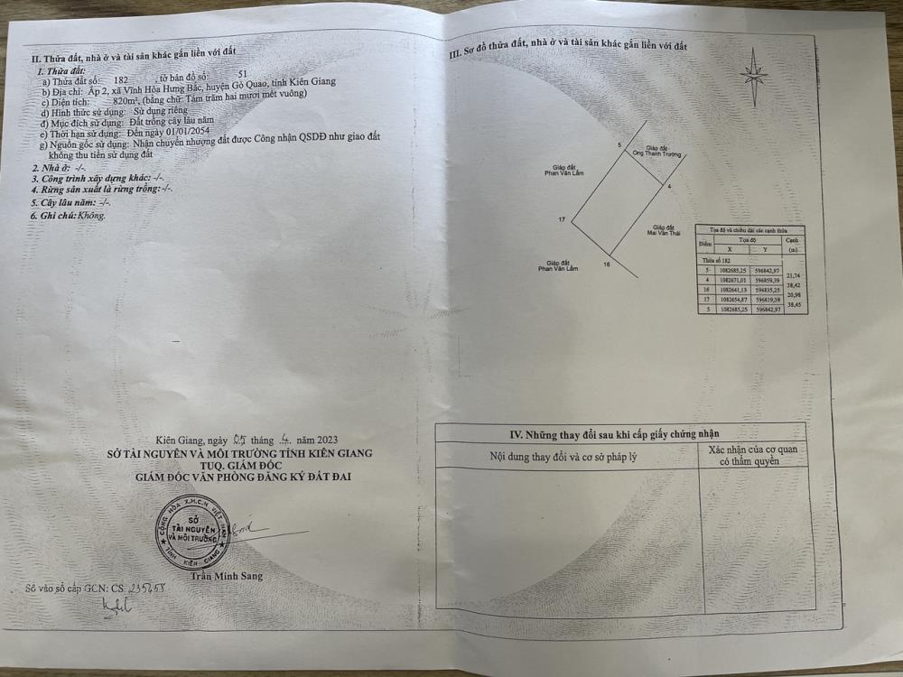 Cần bán gấp đất và nhà tại Vĩnh Hoà Hưng Bắc, Gò Quao, Kiên Giang (có 400m2 thổ cư). Giá: 3tỷ3502417015