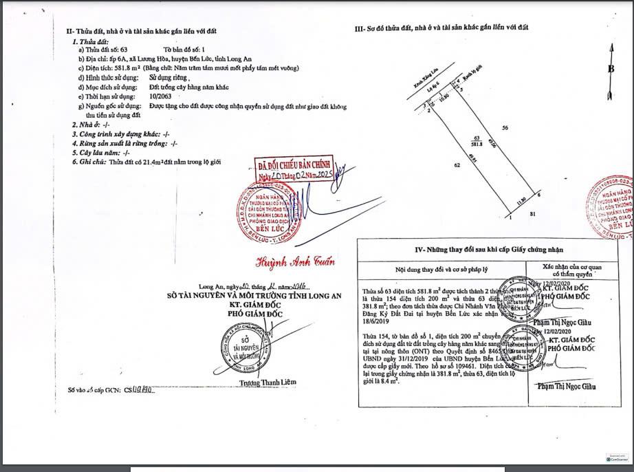 Chính chủ cần bán đất  Ấp 6A- Xã Lương Hoà- Huyện Bến Lức - Long An2430645