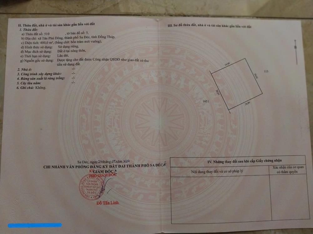 CHÍNH CHỦ Cần Bán Nhanh Đất Mặt Tiền QL80 Tại Xã Tân Phú Đông, Sa Đéc, Đồng Tháp2401922
