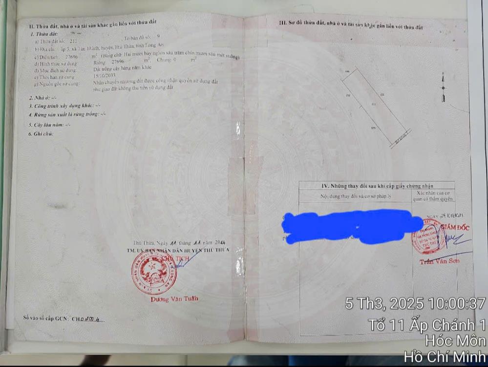 Đất Đẹp - Giá Tốt - Chính Chủ Cần Bán Lô Đất Vị Trí Đẹp Tại  Xã Tân Thành Thủ Thừa, Long An2607275