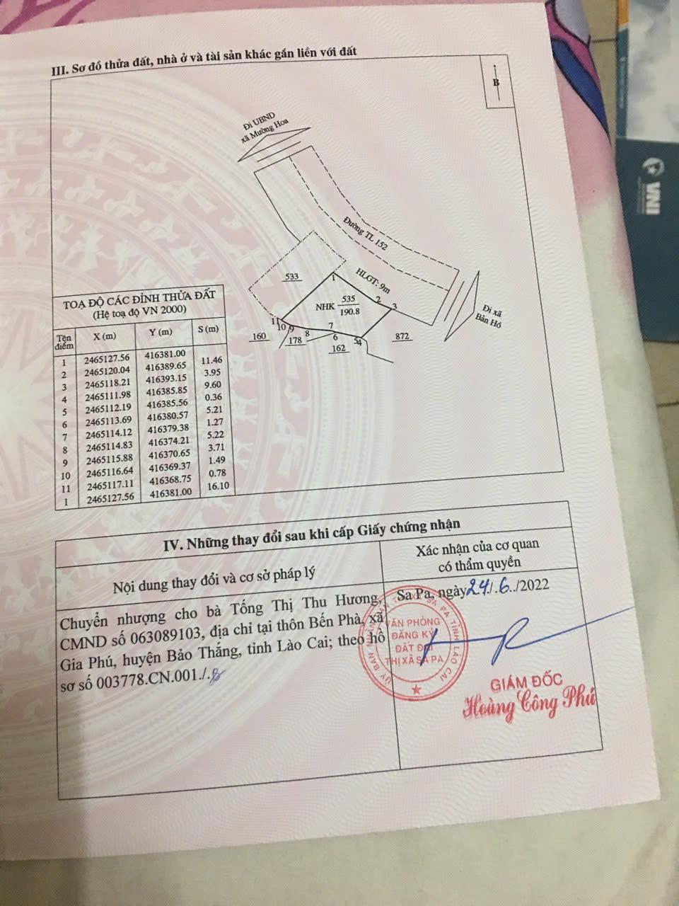 Đất nền du lịch giá rẻ tại Mường Hoa thị xã Sapa chính chủ cần sang nhượng gấp.2413690