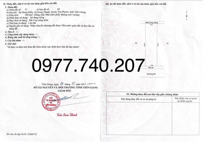 CHÍNH CHỦ BÁN 2 LÔ ĐẤT TẠI HƯNG ĐIỀN, HƯNG THẠNH, TÂN PHƯỚC, TIỀN GIANG2529780