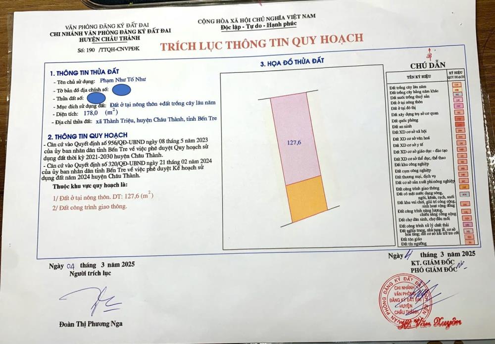 Chính Chủ Bán 178m2 Đất View Sông Tại Xã Thành Triệu, Huyện Châu Thành, Bến Tre2502906