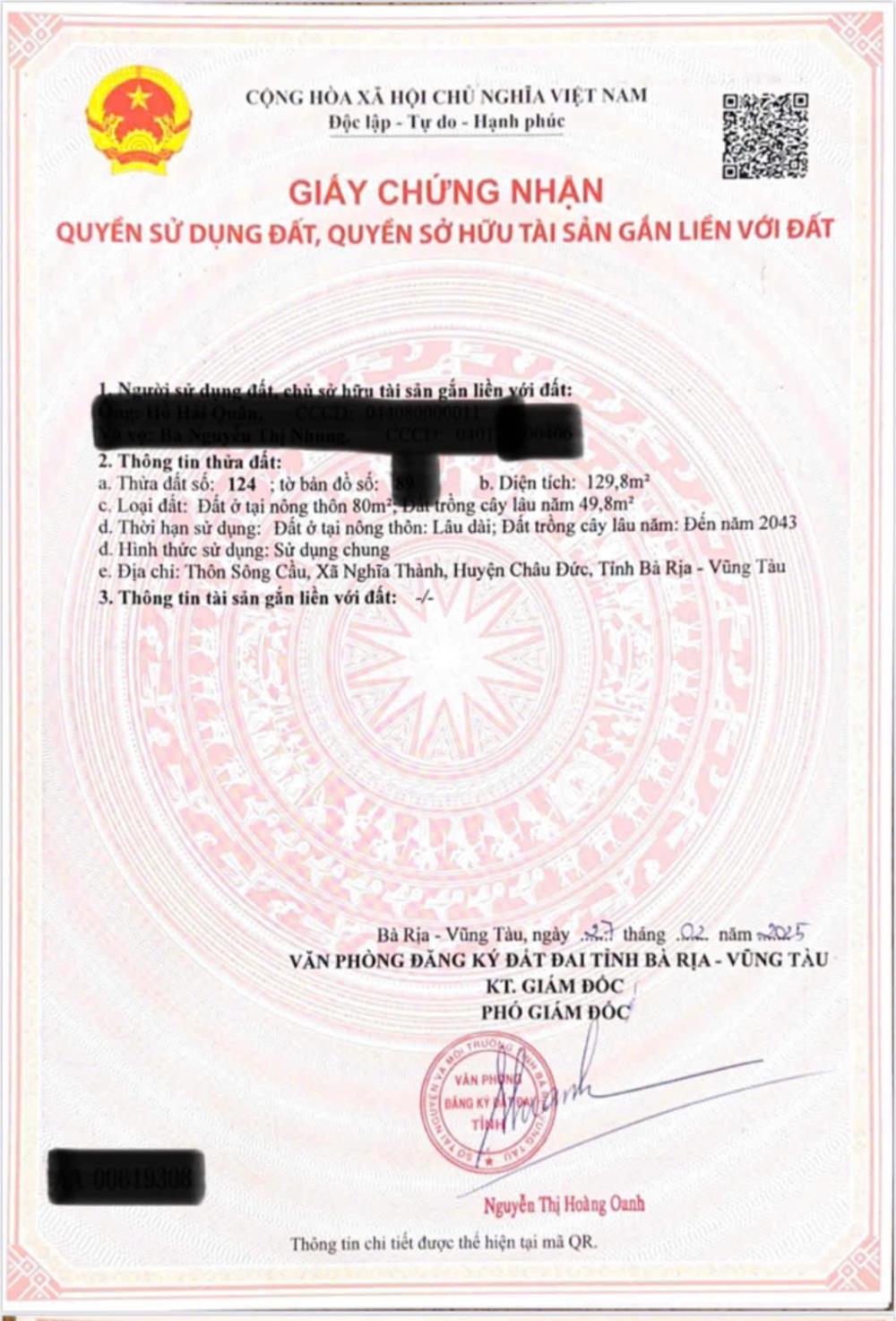 ĐẤT SIÊU ĐẸP - GIÁ ĐẦU TƯ  Cần Bán  Đất Vị Trí Đẹp  Xã Nghĩa Thành, Châu Đức, Bà Rịa - Vũng Tàu2616483