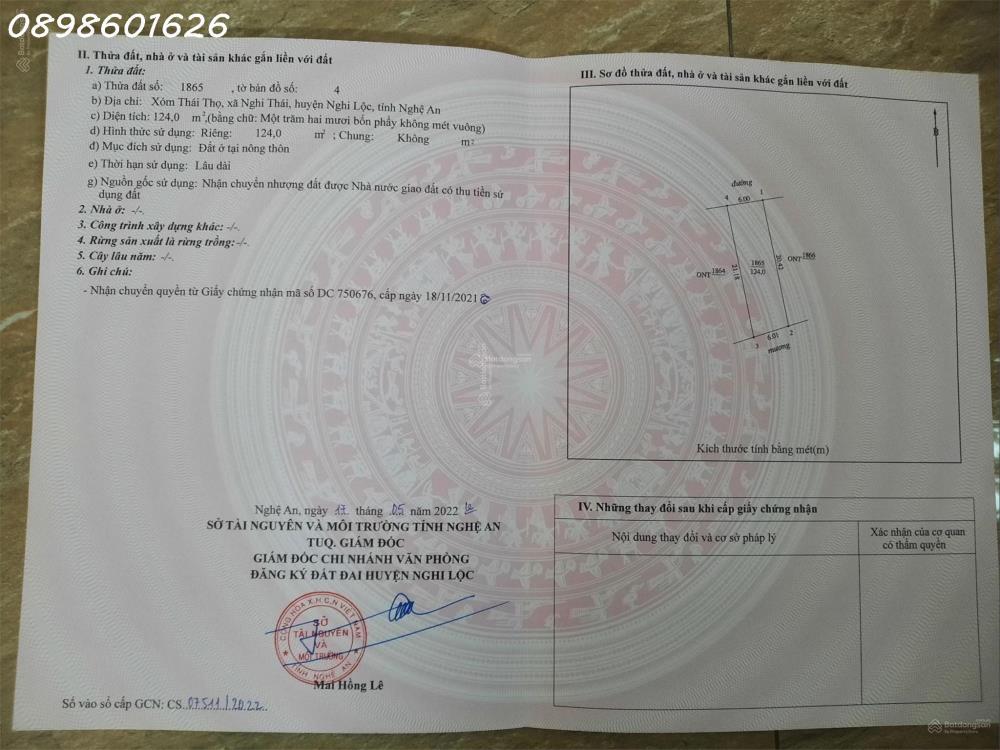 Bán Đất Tại Xã Nghi Thái, Nghi Lộc, Nghệ An, Giá Bán 10 Triệu / M2, Diện Tích 124 M22576367