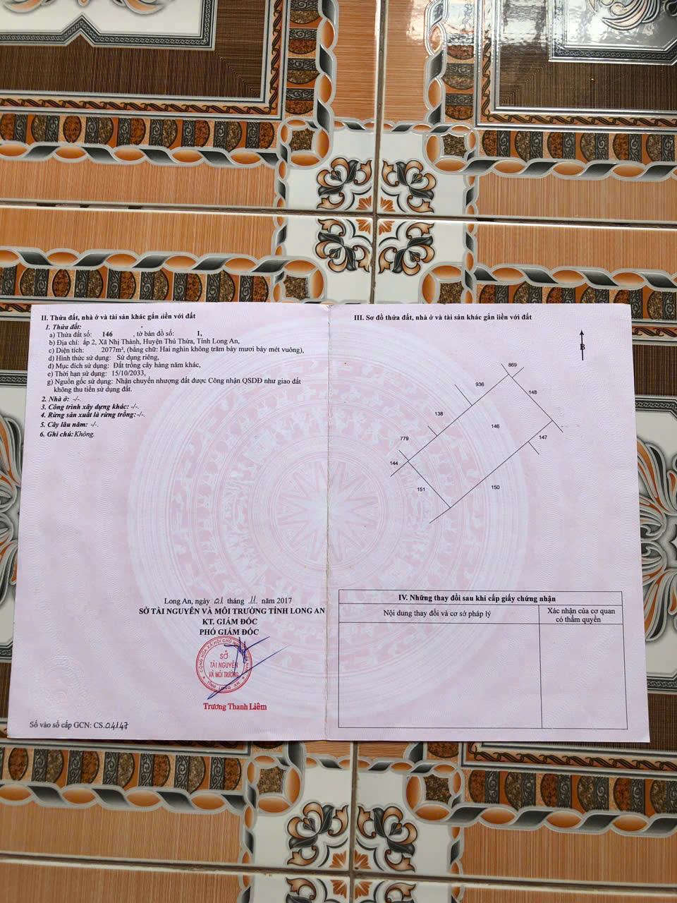 Cần Bán 2077m2 Đất Chính Chủ Tại Xã Nhị Thành, Huyện Thủ Thừa, Tỉnh Long An2544882