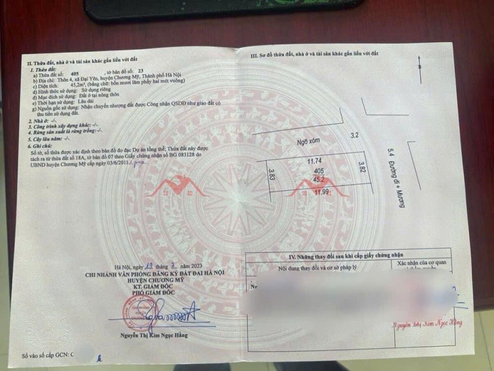 CHÍNH CHỦ BÁN LÔ ĐẤT 45,2M TẠI ĐẠI YÊN-CHƯƠNG MỸ-HÀ NỘI2613436