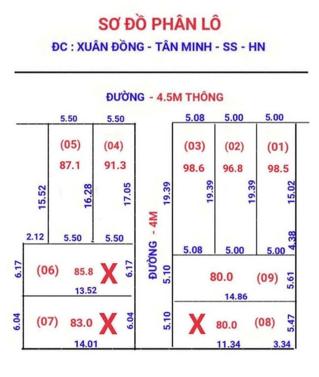 CẦN BÁN ĐẤT 06 + 07 + 08 ĐẸP TẠI XUÂN ĐỒNG-TÂN MINH-SÓC SƠN -HÀ NỘI2324890