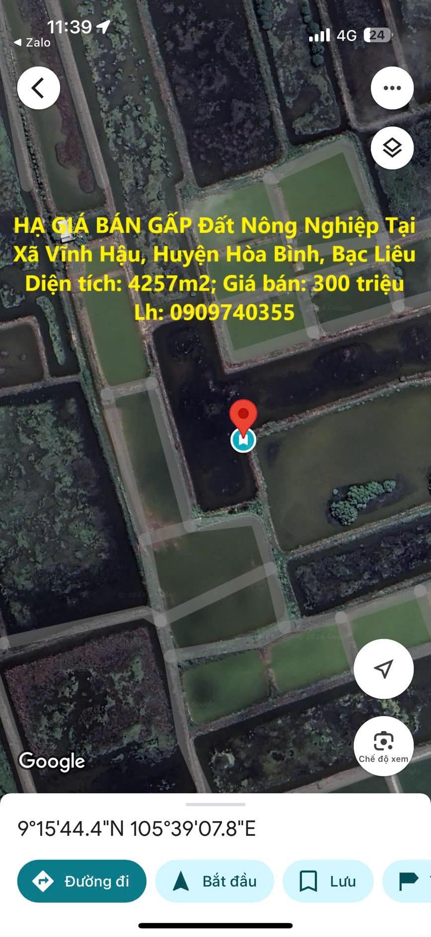 HẠ GIÁ BÁN GẤP Đất Nông Nghiệp Tại Xã Vĩnh Hậu, Huyện Hòa Bình, Bạc Liêu2347083