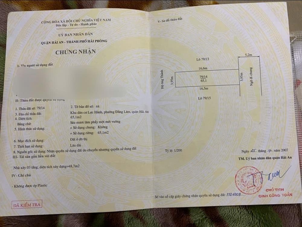 Chính Chủ Cần Bán Nhà Số 19 ngõ 329 Ngô Gia Tự, Phường Đằng Lâm, Quận Hải An, Hải Phòng2682074