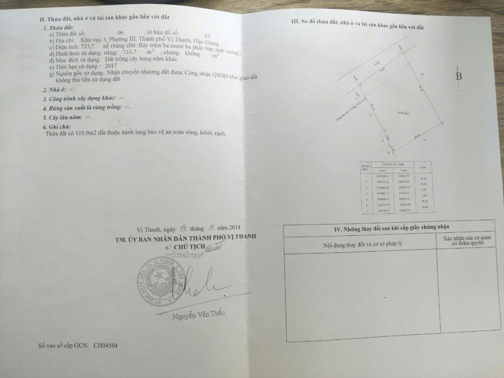 Cần bán gấp đất nền vị trí đẹp tại TP Vị Thanh, giá: 550 triệu2405874