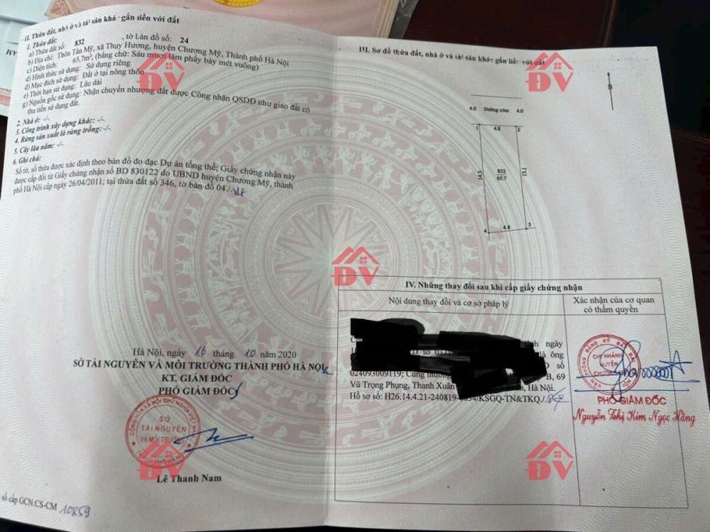 CHÍNH CHỦ BÁN LÔ ĐẤT 65,7M TẠI THỤY HƯƠNG-CHƯƠNG MỸ-HÀ NỘI2623107