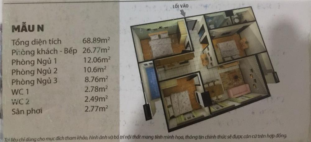 Cho thuê căn hộ 3PN, 2WC, 70m2, giá 7 triệu tại HQC 35 Hồ Học Lãm, Bình Tân, HCM2629381