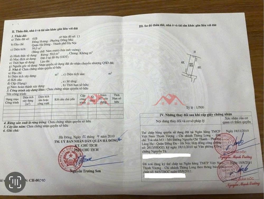 CHÍNH CHỦ BÁN LÔ ĐẤT 59M TẠI ĐỒNG MAI-HÀ ĐÔNG-HÀ NỘI2623139