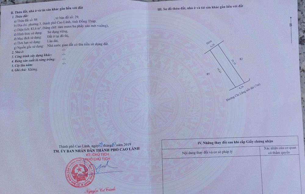 CHÍNH CHỦ Cần Bán Đất Mặt Tiền Đường Chi Lăng, Phường 3, TP Cao Lãnh, Đồng Tháp2380904