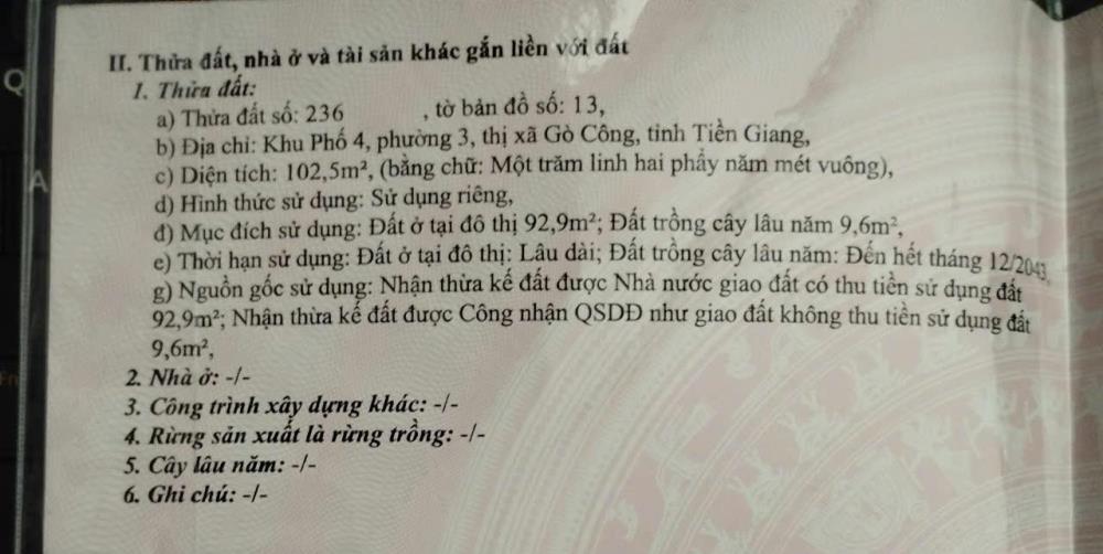 ĐẤT ĐẸP – GIÁ TỐT - CẦN BÁN Nhanh Lô Đất P3 Thành Phố Gò Công, Tiền Giang2472434