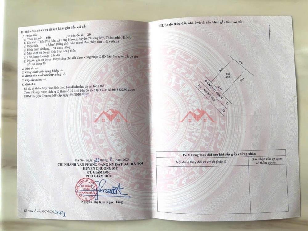 CHÍNH CHỦ BÁN LÔ ĐẤT 45,8M TẠI THỤY HƯƠNG-CHƯƠNG MỸ-HÀ NỘI2626828