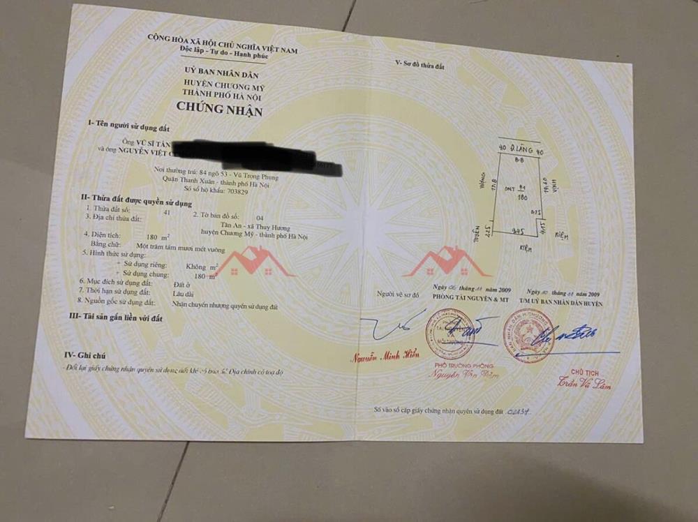 CHÍNH CHỦ BÁN LÔ ĐẤT 180M TẠI THỤY HƯƠNG-CHƯƠNG MỸ-HÀ NỘI2613374