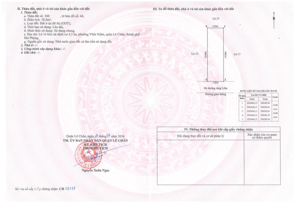 CẦN Bán đất lô 16 Khu TĐC 4.3ha, phường Vĩnh Niệm, Lê Chân, Hải Phòng2449898