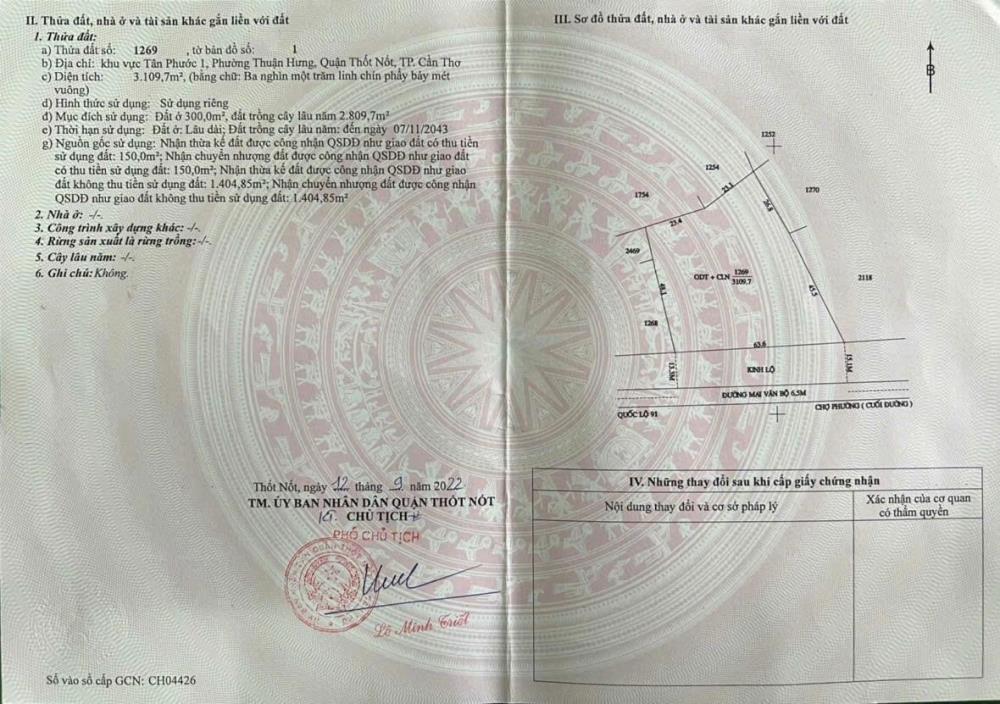 Chính Chủ Cần Bán Lô Đất MẶT TIỀN Tại Phường Thuận Hưng, Quận Thốt Nốt, TP Cần Thơ2554920