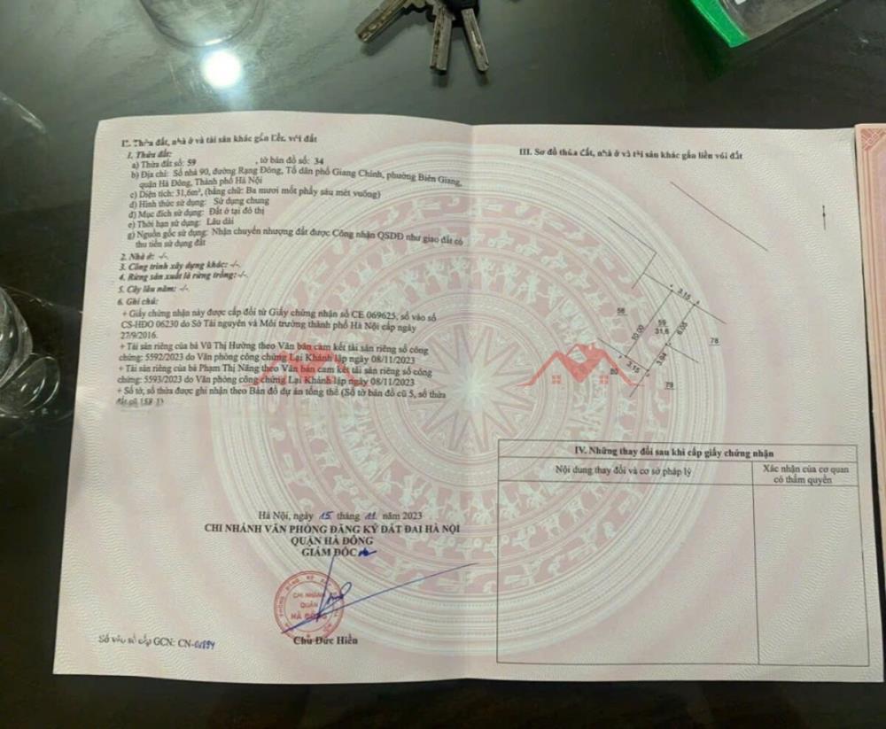 CHÍNH CHỦ BÁN LÔ ĐẤT 31,6M TẠI BIÊN GIANG-QUẬN HÀ ĐÔNG-HÀ NỘI2622647
