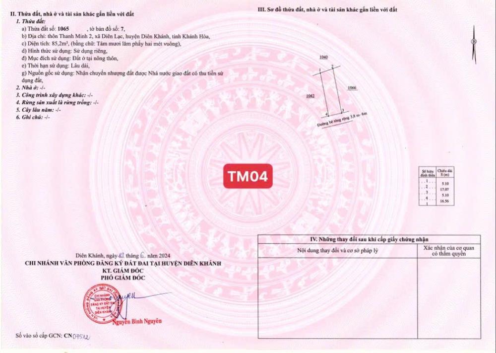 MỞ BÁN ĐẤT NỀN THỔ CƯ XÃ DIÊN LẠC, DIÊN KHÁNH, KHÁNH HOÀ2424077