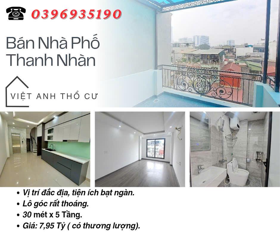 Bán nhà phố Thanh Nhàn, Lô Góc Ba Thoáng, Có Thang Máy, 30mx5T, Giá: 7.95 Tỷ, Lh: 0396935190.2381274
