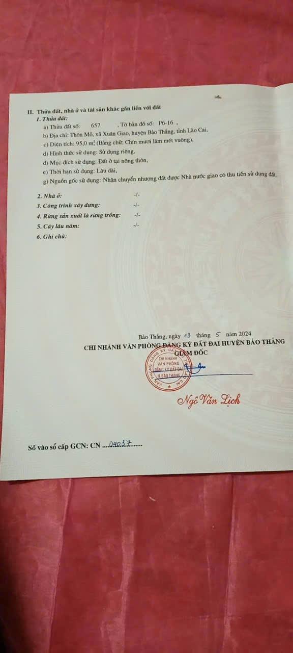 CỰC HÓT - CHÍNH CHỦ BÁN LÔ ĐẤT 95M2 Ở XUÂN GIAO, BẢO THẮNG, LÀO CAI - GIÁ RẺ CHỈ 480 TRIỆU2530303