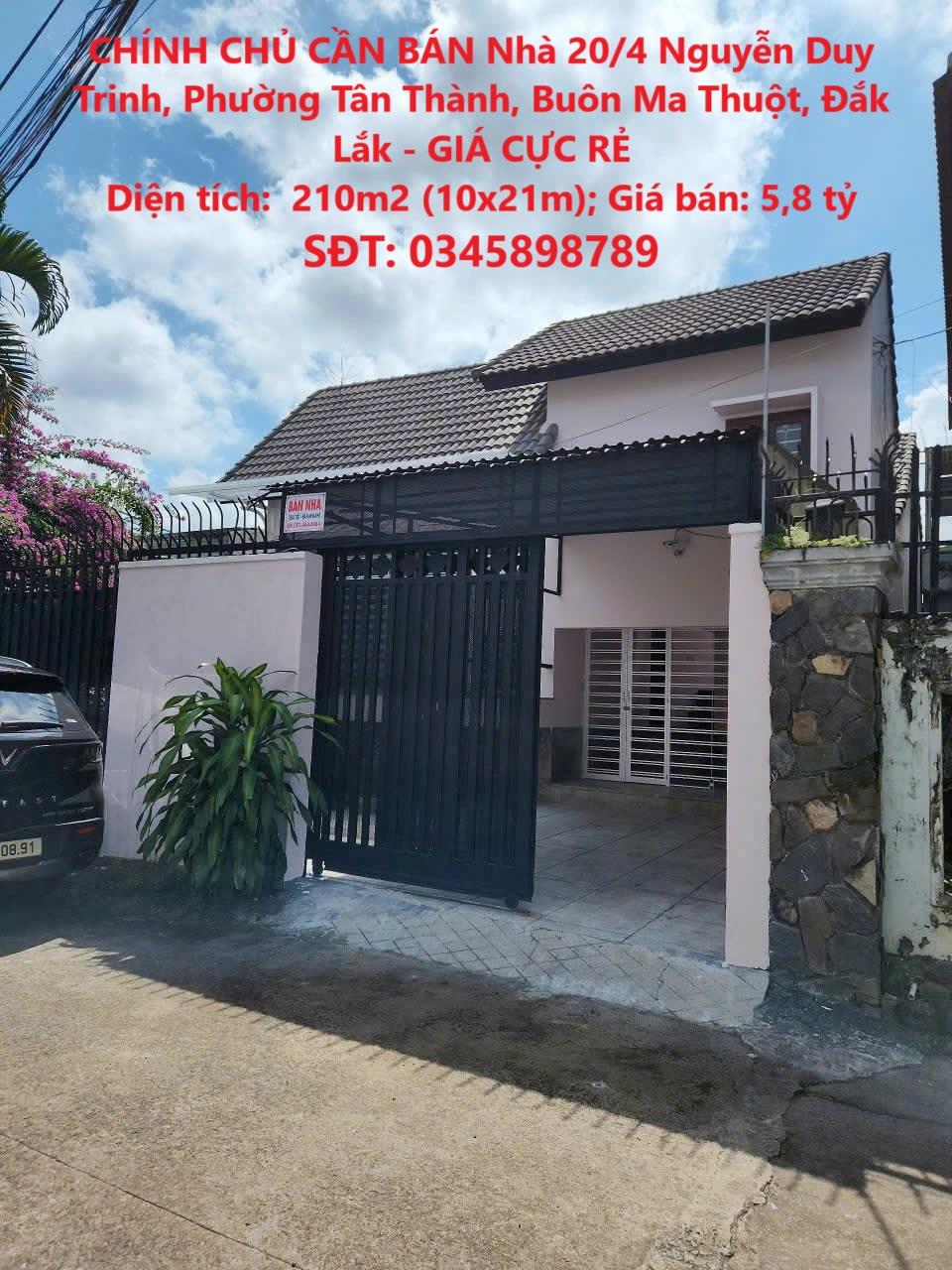 CHÍNH CHỦ CẦN BÁN Nhà 20/4 Nguyễn Duy Trinh, Phường Tân Thành, Buôn Ma Thuột, Đắk Lắk - GIÁ CỰC RẺ2492891