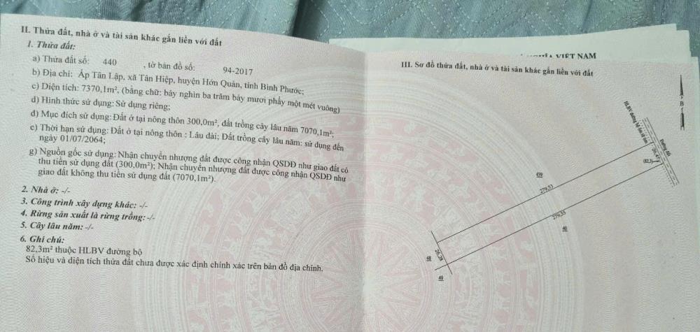 ĐẤT XÂY DƯỞNG HOẶC NHÀ TRỌ DIỆN TÍCH KHỦNG 7.370M TẠI TÂN HIỆP HỚN QUẢN , BÌNH PHƯỚC - KHU CÔNG NGHIỆP MINH HƯNG SIKOCO2354293