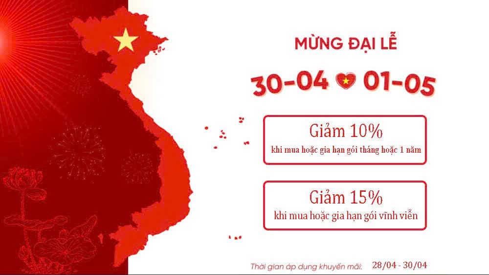 Mừng đại lễ 30/4 bên e có chương trình khuyến mãi cho quý khách hàng các gói gia hạn và cài mới2684165