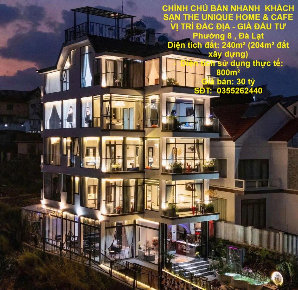 CHÍNH CHỦ BÁN NHANH  KHÁCH SẠN THE UNIQUE HOME & CAFE VỊ TRÍ ĐẮC ĐỊA - GIÁ ĐẦU TƯ Phường 8 , Đà Lạt2671773