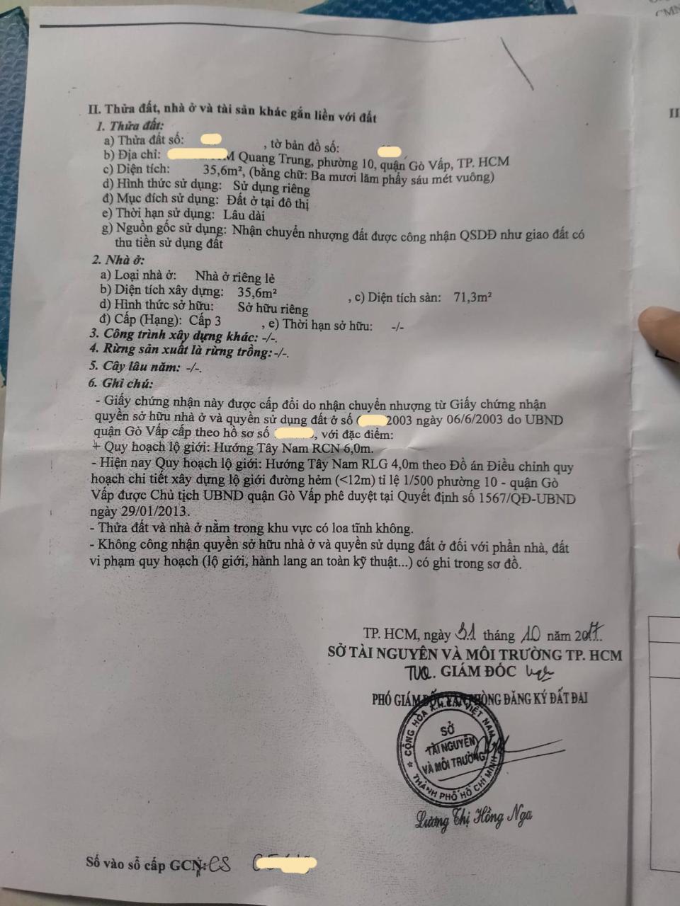 Bán nhà Quang Trung P. 10 Quận Gò Vấp, nở hậu, giảm giá còn 3.x tỷ1477640