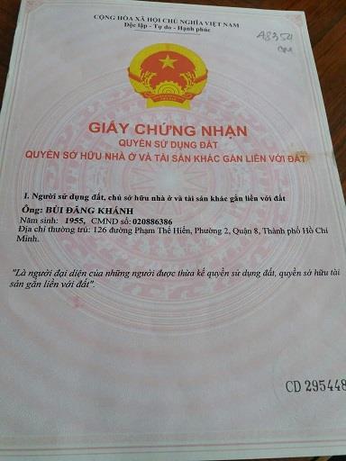 Chính chủ cần bán nhà phường 2 quận 8 thành phố Hồ Chí Minh2001153