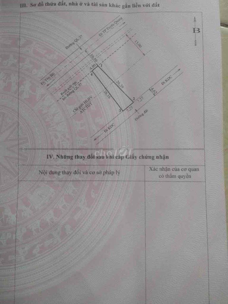 Chính chủ cần bán Lô Đất Mặt Đường QL 37 ( đường vào suối khoáng) - Xã Kim Phú – TP Tuyên Quang.1252070