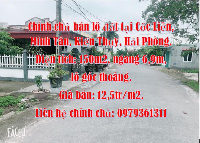 Chính chủ bán lô đất tại Cốc Liễn, Minh Tân, Kiến Thụy, Hải Phòng.1804748