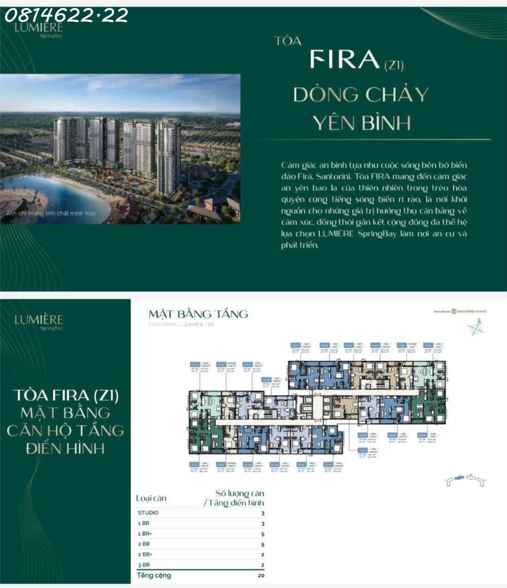 Với thành công của lumiere springbay feliz (z2) - dòng chảy đam mê và tòa vida (l2) - dòng chảy sức sống. Chủ đầu tư masterise homes tiếp tục ra mắt tòa fira (z1)2062468