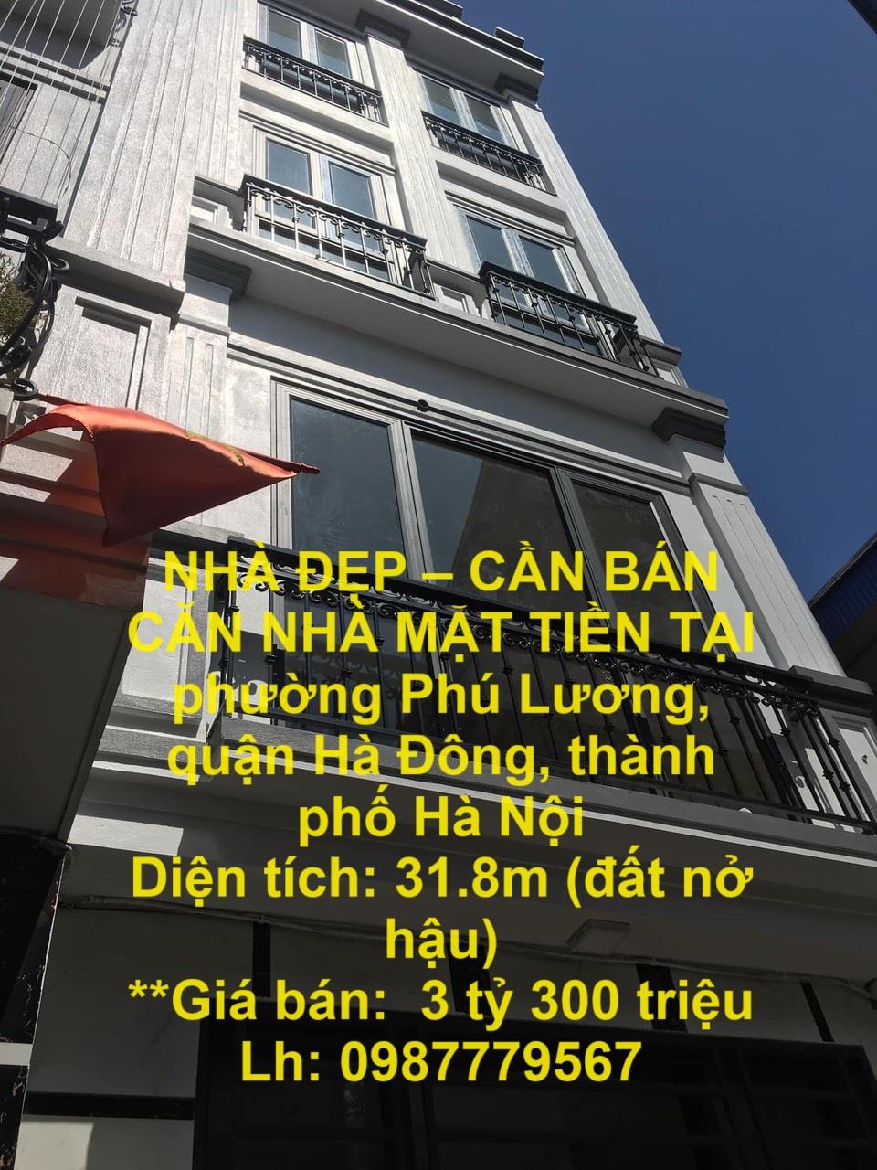 NHÀ ĐẸP – CẦN BÁN CĂN NHÀ MẶT TIỀN TẠI  phường Phú Lương, quận Hà Đông, thành phố Hà Nội1843137