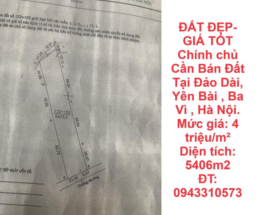 ĐẤT ĐẸP-GIÁ TỐT Chính chủ Cần Bán Đất Tại Đảo Dài, Yên Bài , Ba Vì , Hà Nội.2000436