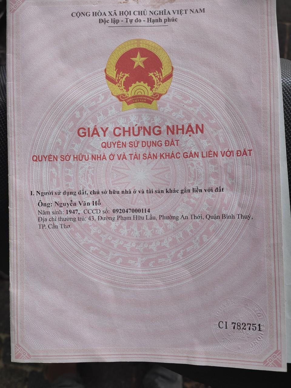 BÁN GẤP đất mặt tiền Phạm Hữu Lầu, phường An Thới, Bình Thủy, Cần Thơ1332944