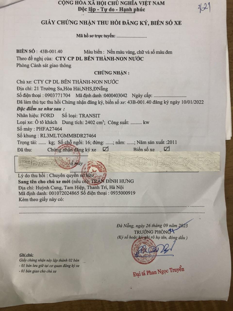 Dịch vụ hồ sơ xe ô tô Đà Nẵng605971