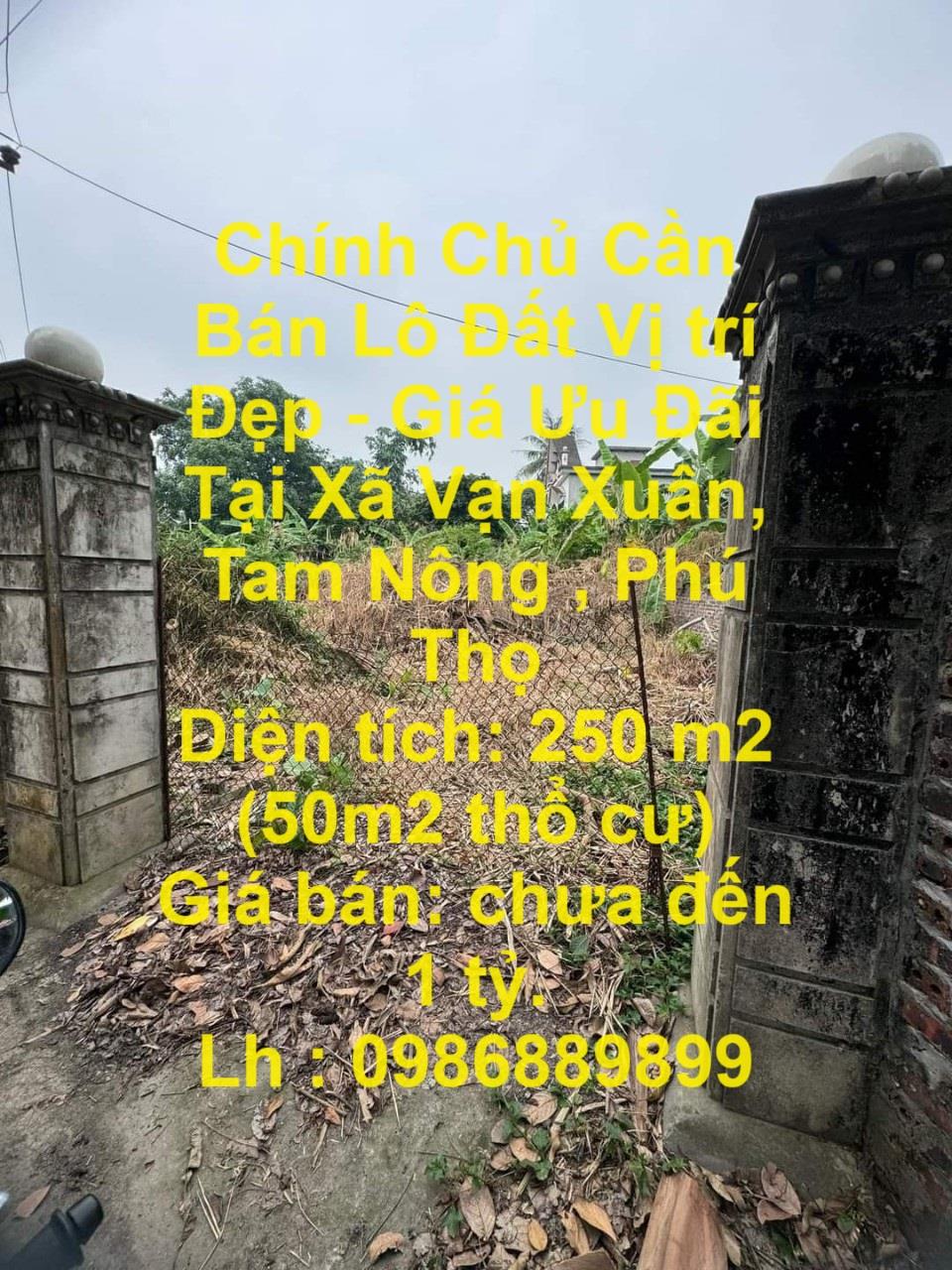 Chính Chủ Cần Bán Lô Đất Vị trí Đẹp - Giá Ưu Đãi Tại Xã Vạn Xuân, Tam Nông , Phú Thọ1751986