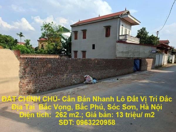 ĐẤT CHÍNH CHỦ- Cần Bán Nhanh Lô Đất Vị Trí Đắc Địa Tại  Bắc Vọng, Bắc Phú, Sóc Sơn, Hà Nội1990540